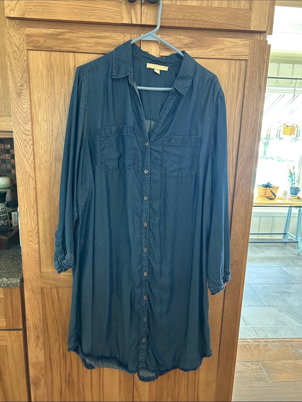 Hope and Harlow Women's Denim Blue Button-Front Shirt Dress